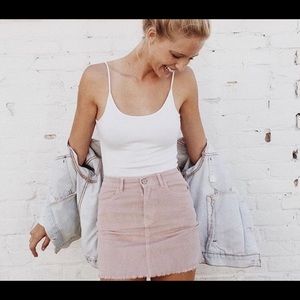 Pink corduroy mini skirt